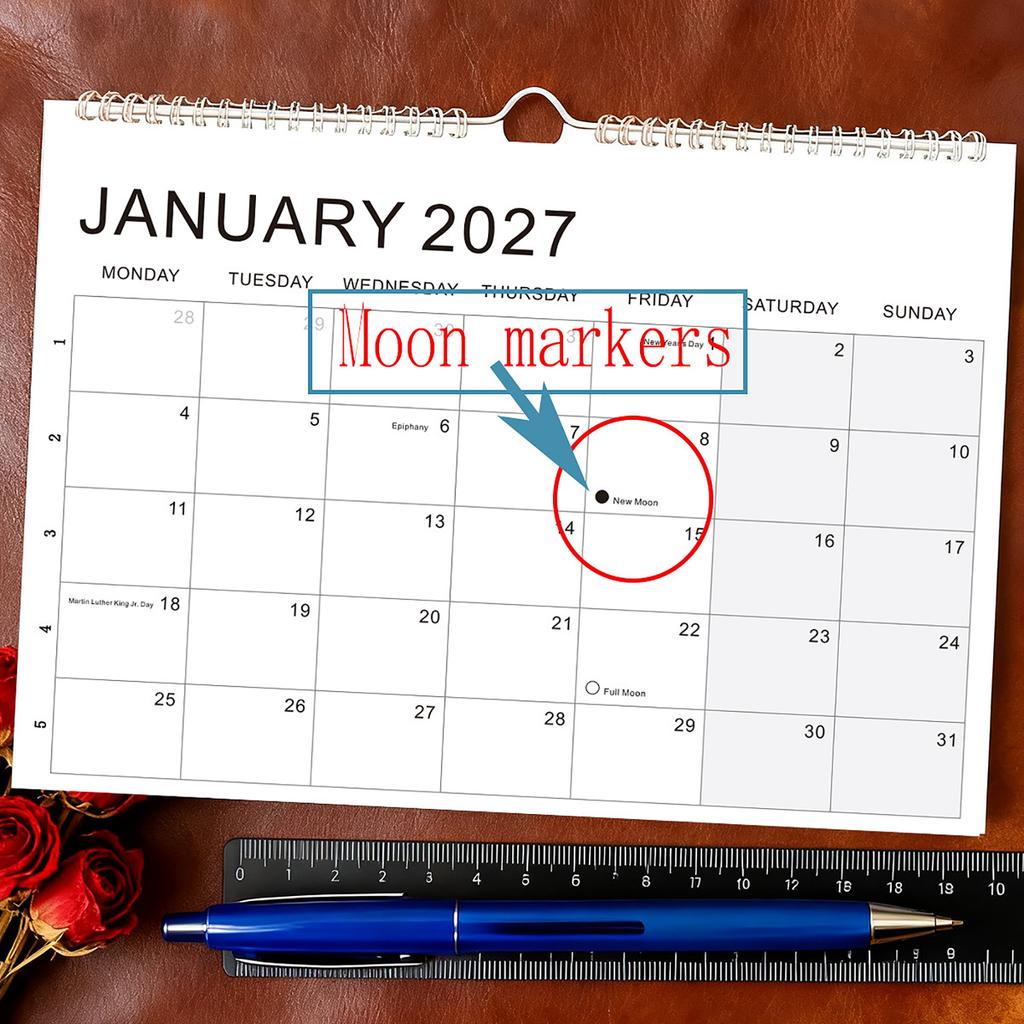 18 Month Wall Calendar, Monthly Planner, Hanging Schedule Organizer