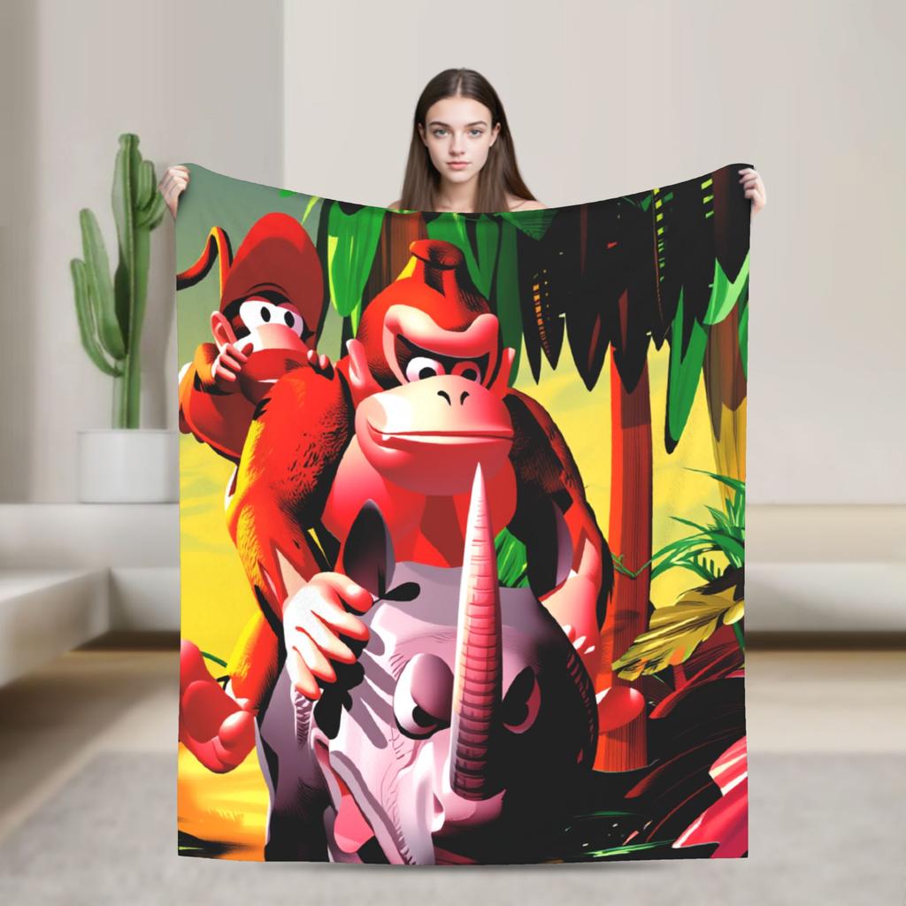 Super Warm BlanketStudents Travel Donkeyed Kongs Throw Blanket Flannel Bedspread For Couch Chair Funny Sofa Bed Cover