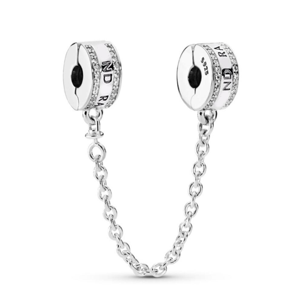 S925 Sterling Silver Half Moon and Star Safety Chains Fit Original Bracelets DIY Jewelry for Women Birthday Mother's Day Gift