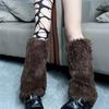 Rainbow Plush Leg Warmer for Trendy Party Costume Colorful Furry Fuzzy Boot Covers Leg Gaiters Footless Socks Streetwear