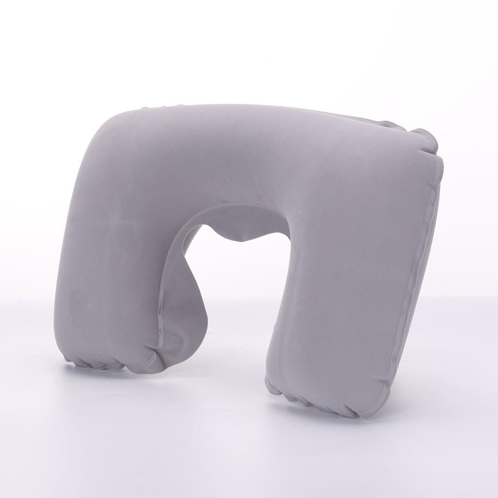 Inflatable U-Shaped Travel Neck for Airplane Car Train - Portable Comfort Support Cushion (Light Gray)
