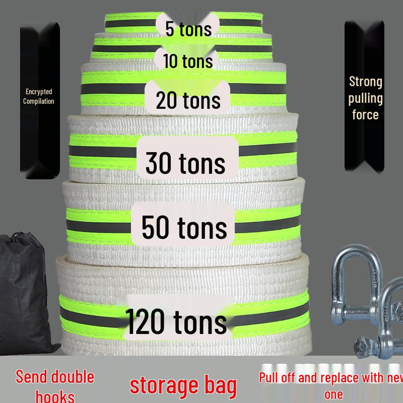 Heavy-Duty 20-Ton Extra Thick Off-Road Tow Rope for Trucks and Cars