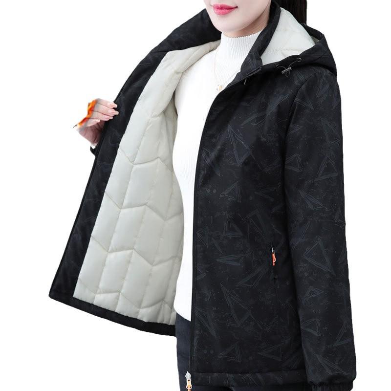 2024 Damen Winter Kapuzenjacke Warm Baumwolle für Mittelalte und Ältere