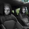 2Pcs Halloween Horror Face Printed Car Headrest Covers Soft Polyester Washable Universal Elastic Dustproof Protective Cushion