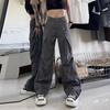 Spring Summer American Style Cargo Pants for Women Loose Hot Girl Inspired Retro Micro Flared Straight Leg Casual Long Trousers