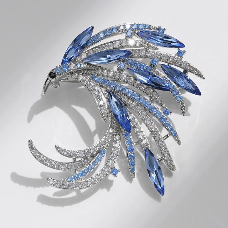 Bo Xin Yun Elegant Crystal Phoenix Brooch - Large Fashionable Clothing Accessory