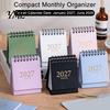 Desktop Organizer with Stickers 2027-2028 Mini Standing Flip Desk Calendar, 18 Month Planner from Jan. Academic Year 2027 to Jun. 2028, Pocket