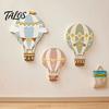 Creative Wall Ornament for Children 3Pcs Cute Hot Air Balloon Wooden Decor, Cloud Banner Nursery Solid Wood Sculptures Baby Hanging, Playroom