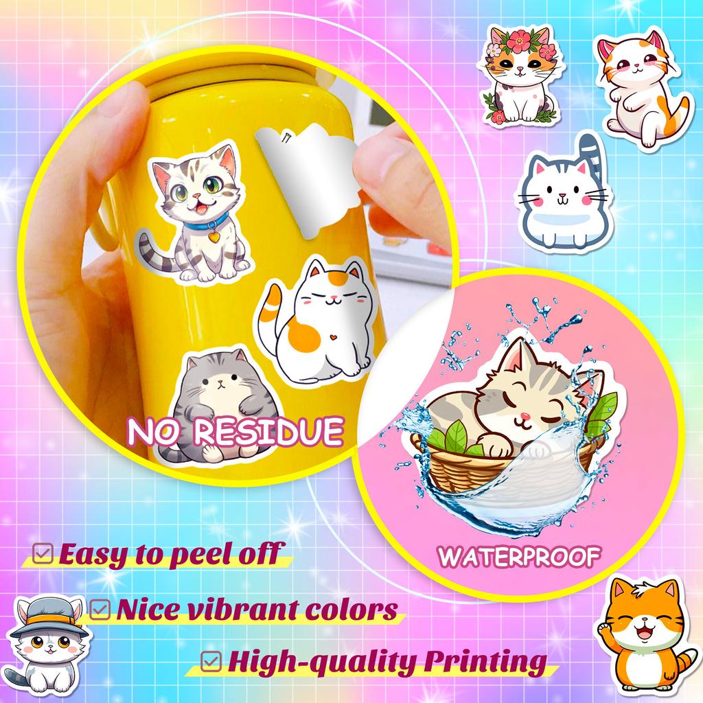 50 Cartoon Cute Bread Meow Stickers Ins Girl Super Cute DIY Japanese and Korean Kitten Avatar Stickers