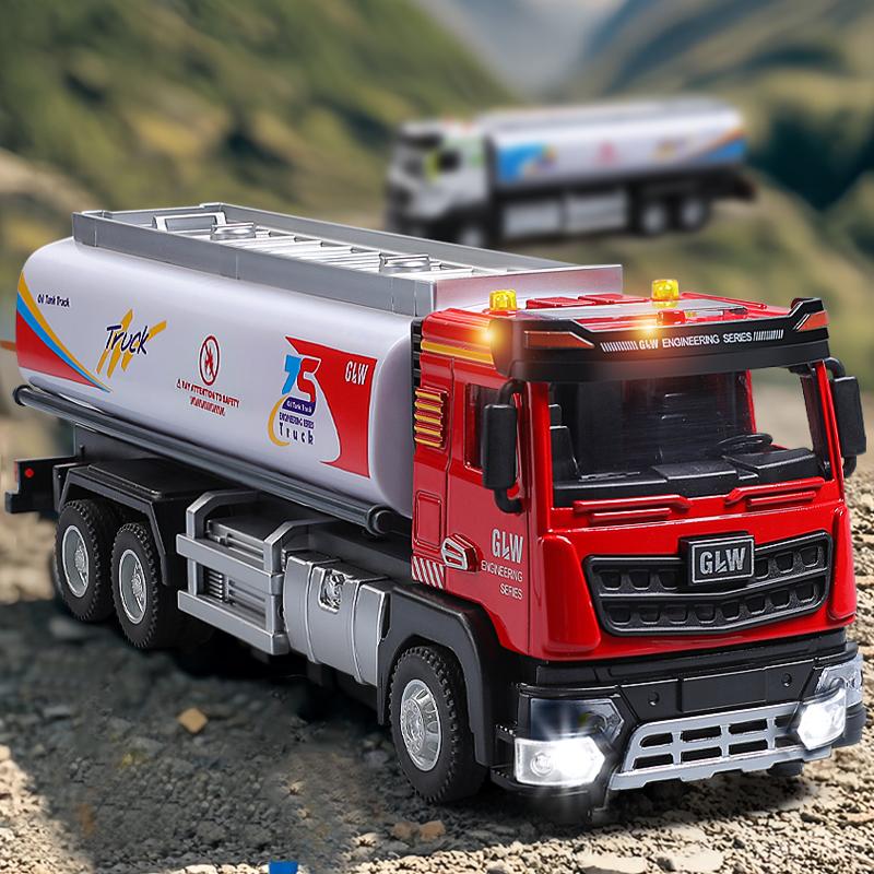 1:40 Camion Cisterna Olio Città Auto a Benzina Modello Sonoro e Luminoso Veicolo da Trasporto Lega+Plastica Giocattolo Diecast Collezione per Bambini Regalo
