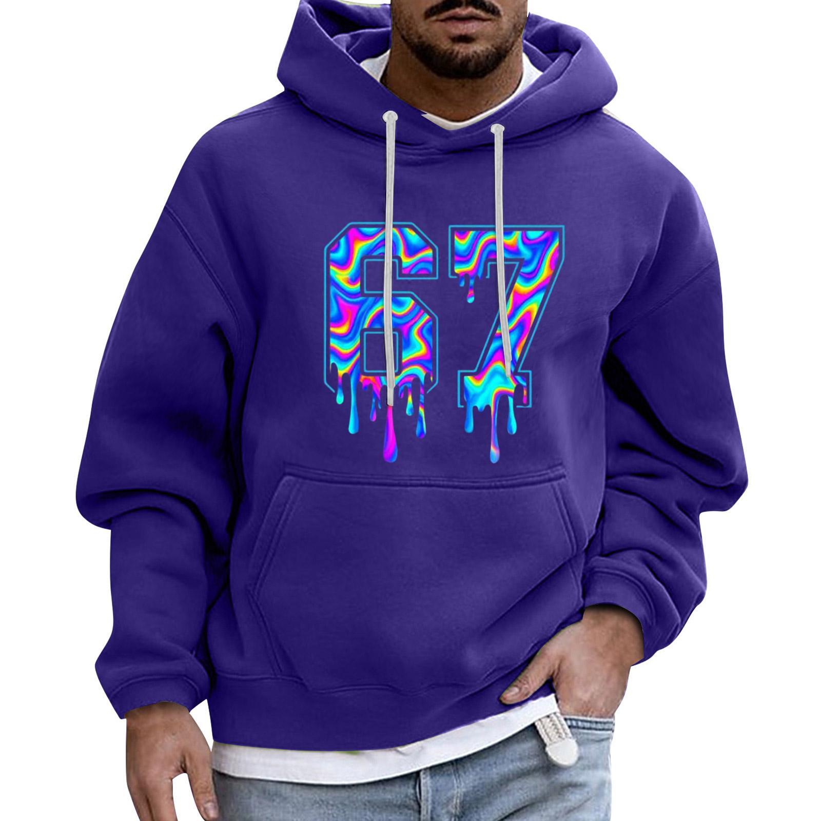 Мужской Спортивный Повседневный С Длинными Рукавами С Карманом Капюшон Толстовка S фиолетовый
