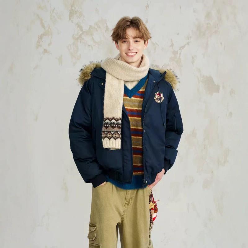 Hooded Fleece Parka Couples 2026 Winter Warm Padded Jacket Short Workwear Cotton Coat