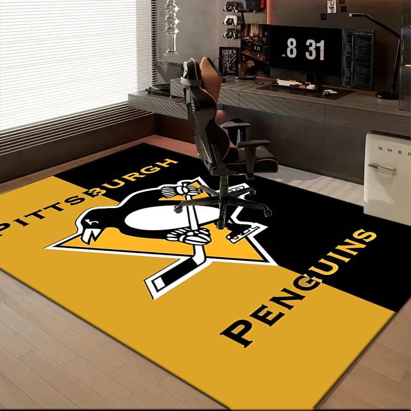 Pittsburgh Penguins Hockey Team Floor Mat for Living Room, Game Rooms, Office, Bedroom, Office Floor Mat Playful Design, Christmas Fan Gifts