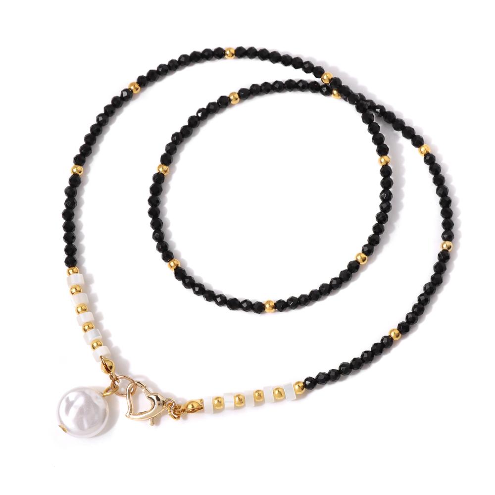 Baroque Pearl Pendant Necklace for Women 3mm Natural Stone Beaded Heart Buckle Necklaces Vintage Wedding Elegant Jewelry Gifts