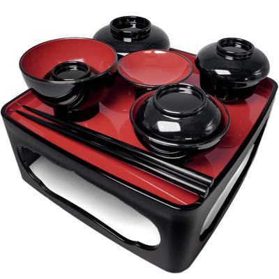 Urushi Product Boeddhistisch Altaar Set, 6,0 inch, Zwart/Rood Interieur, Gemaakt in Japan, Boeddhistisch Altaarbenodigdheden, Obon Benodigdheden, Serveerschaal