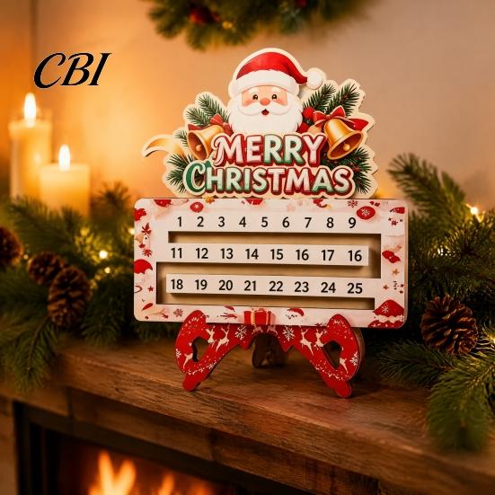 Christmas Countdown Box Calendar, 25 Days Until Advent Vintage Holiday Home Decoration Farmhouse Wooden Table Sign for Indoor Decor Eve Calendar