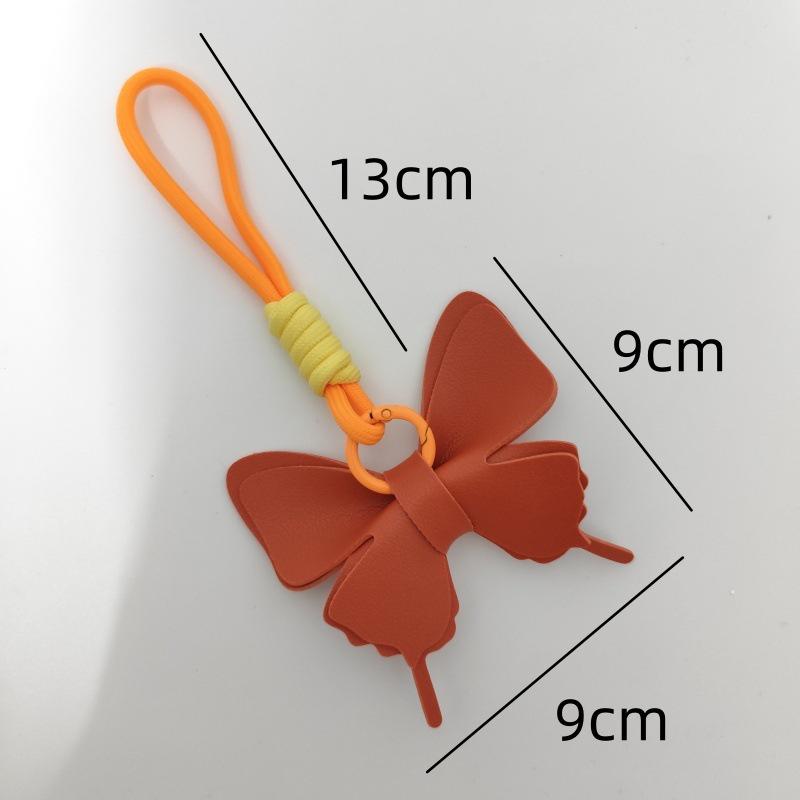Cute Bow Butterfly Leather Keychain Pendant