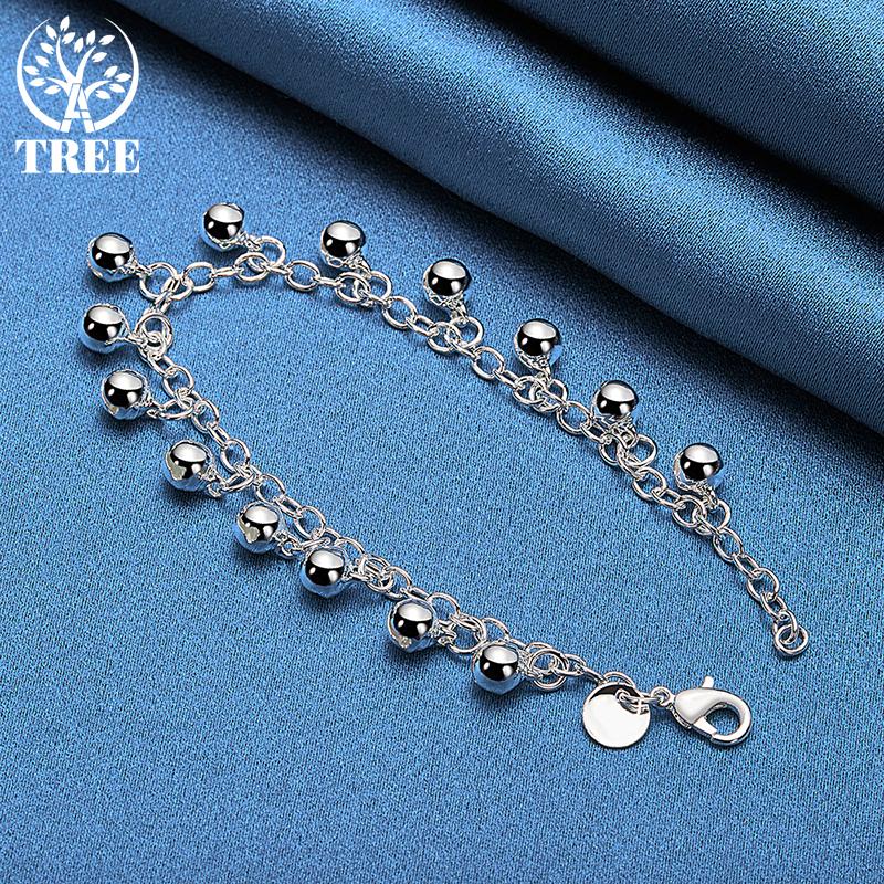 925 Sterling Silver Bells Bead Bracelet Chain  Jewelry