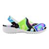 White EVA Clogs with Rainbow Feather Print, Lightweight Slip On Garden Shoes, Breathable Beach Sandals, Indoor Outdoor Slippers for Men Women