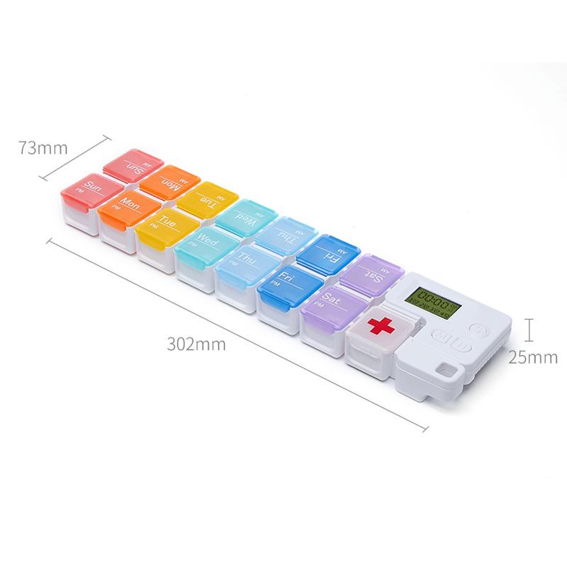 7 Day AM PM Pill Organizer with Alarm Reminder Large Capacity Vitamin Box for Travel Home Medication Management