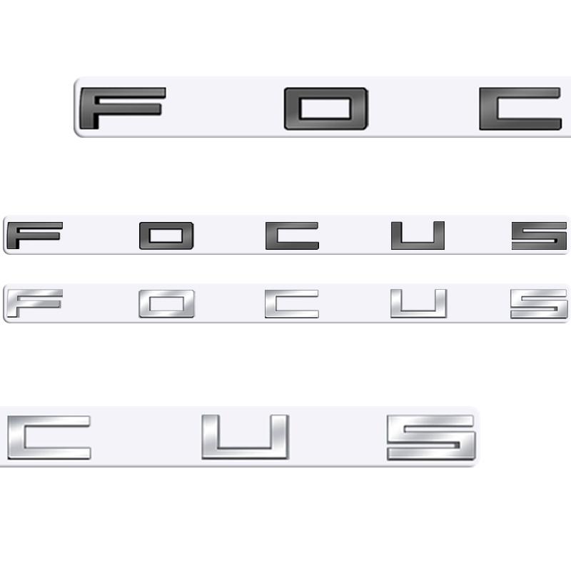 AHYU6 Metal 3D Badge Letter Logo Car Rear Trunk Body Sticker Emblem For Ford Focus ST line X Glossy Black Accessories
