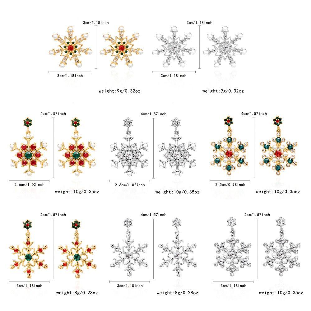Crystal Zircon Pearl Christmas Stud Earrings Snowflake Long Tassel Earring  Party Accessories
