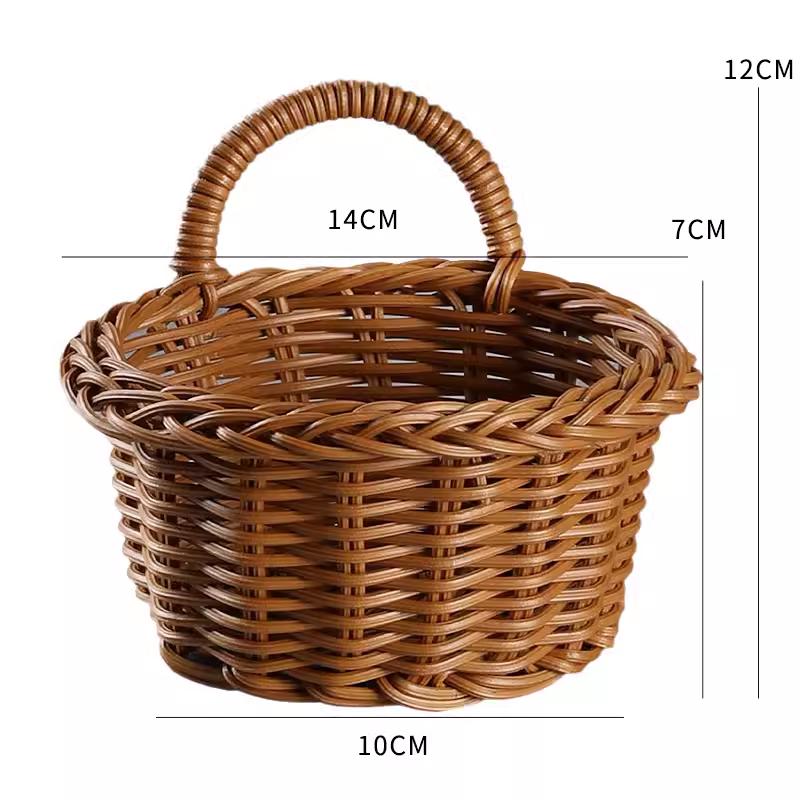 

Retro Rattan Woven Kitchen Basket - Wall-Mounted Garlic & Ginger Storage, Balcony Decor