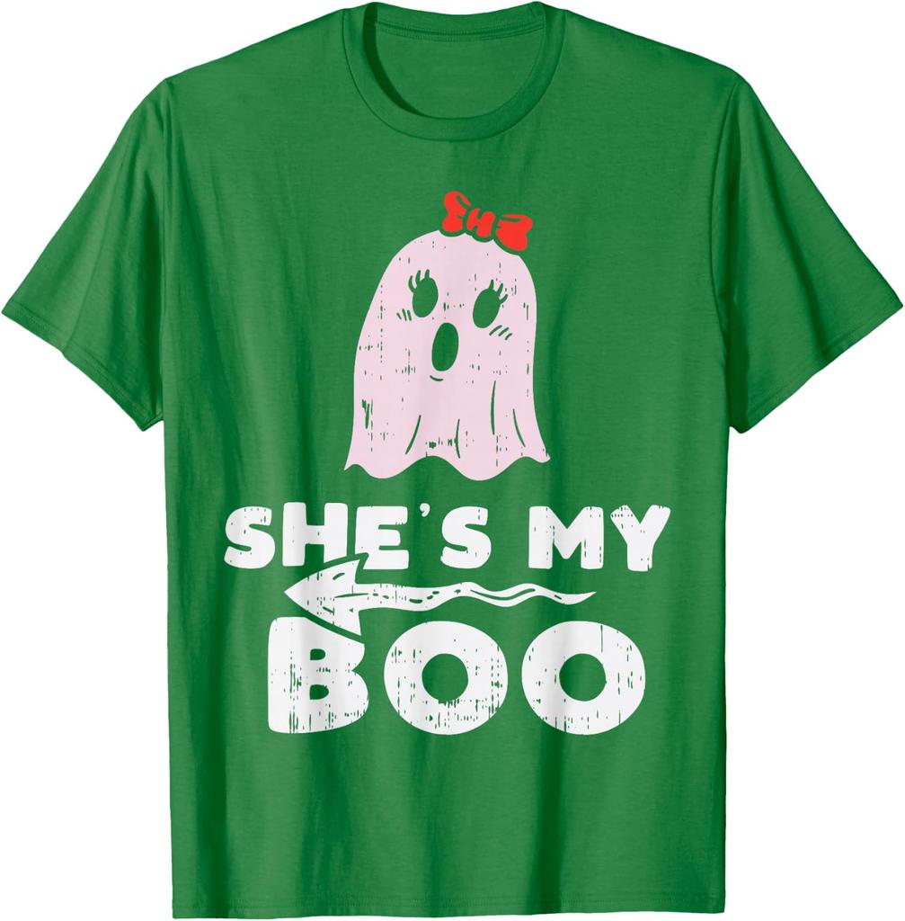 Hesshes My Boo Cute Matching Couple Halloween Tshirt Unisex Unisex Short Sleeve Spooky Season Tops Girlfriend Boyfriend Tshirts