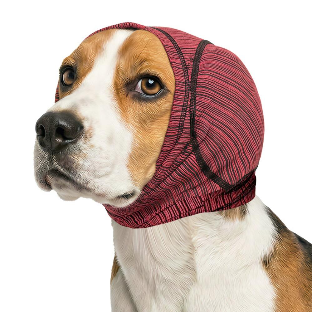 

Soft Warm Dog Soothing Ear Muffs Adjustable Dog Calming Hood Grooming Bathing S червоний