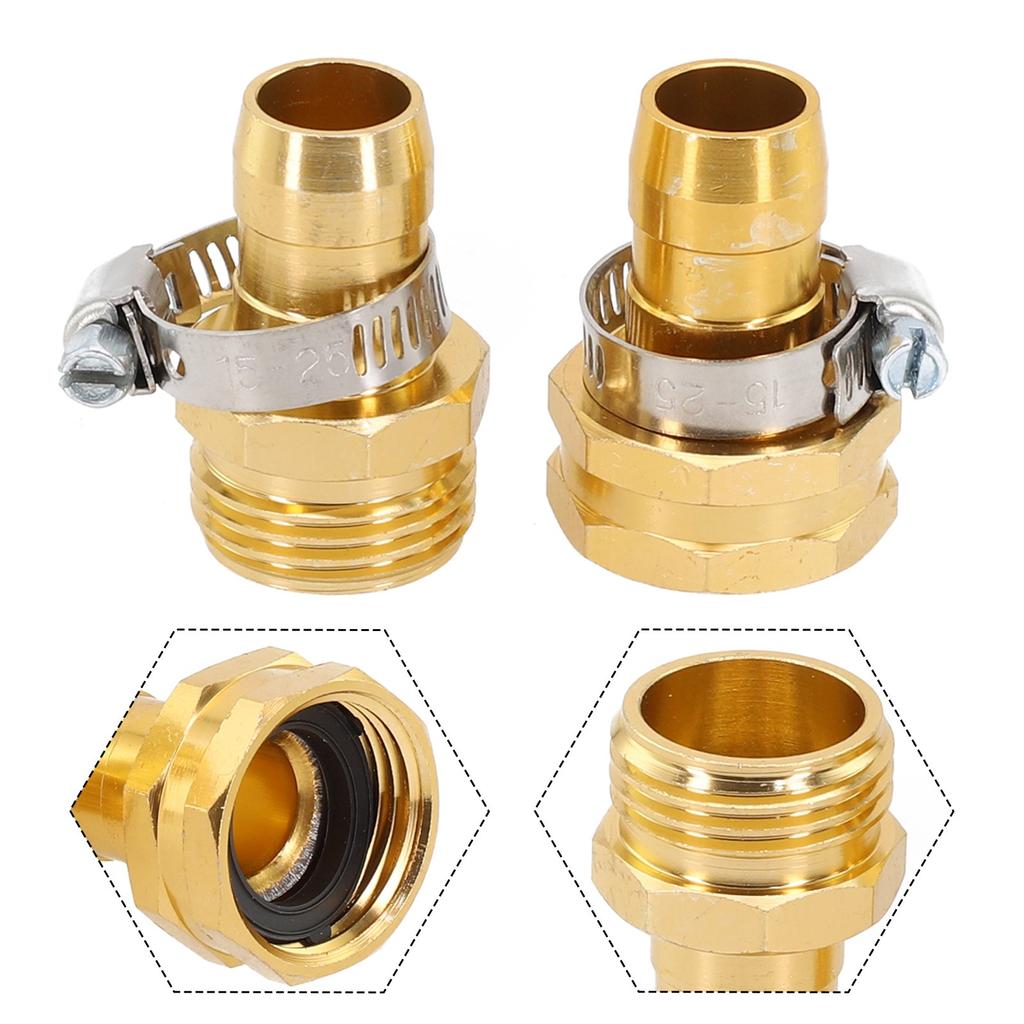 Heavy Duty Brass Mender End Repair Kit Male Female Hose Connector 3/4 Inch