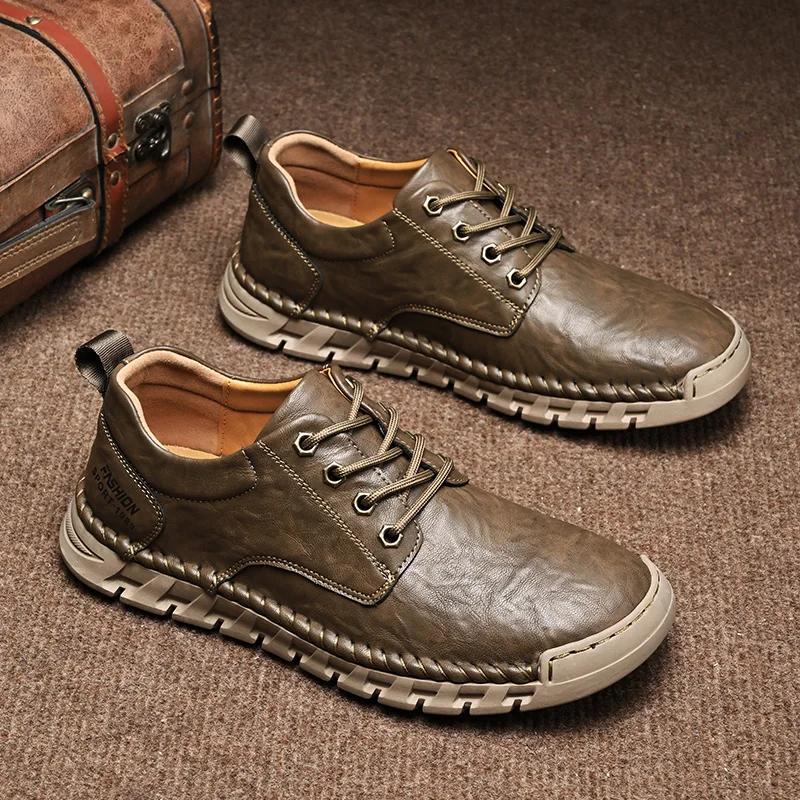 Fashion New Men's Casual Shoes High Quality Breathable Retro Leather Outdoor Shoes Soft Comfy Wear-resistant Men Designers Shoes Sneaker