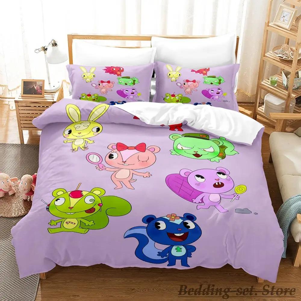 Happy Tree Friends Bedding Set Single Twin Full Queen King Size Bed Set Aldult Kid Bedroom Duvetcover Sets Anime