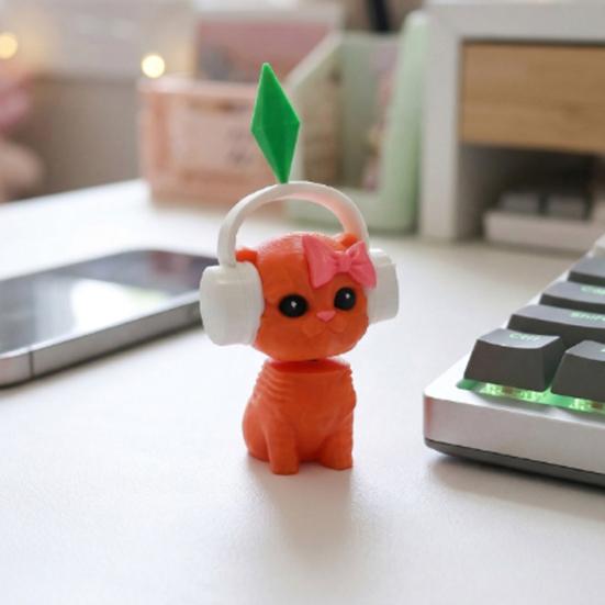 Cute Mini Cat Ornament 3D Printed Cat Figurine Car Dashboard Decor Funny Vehicle Interior Accessory for Home Office Decor