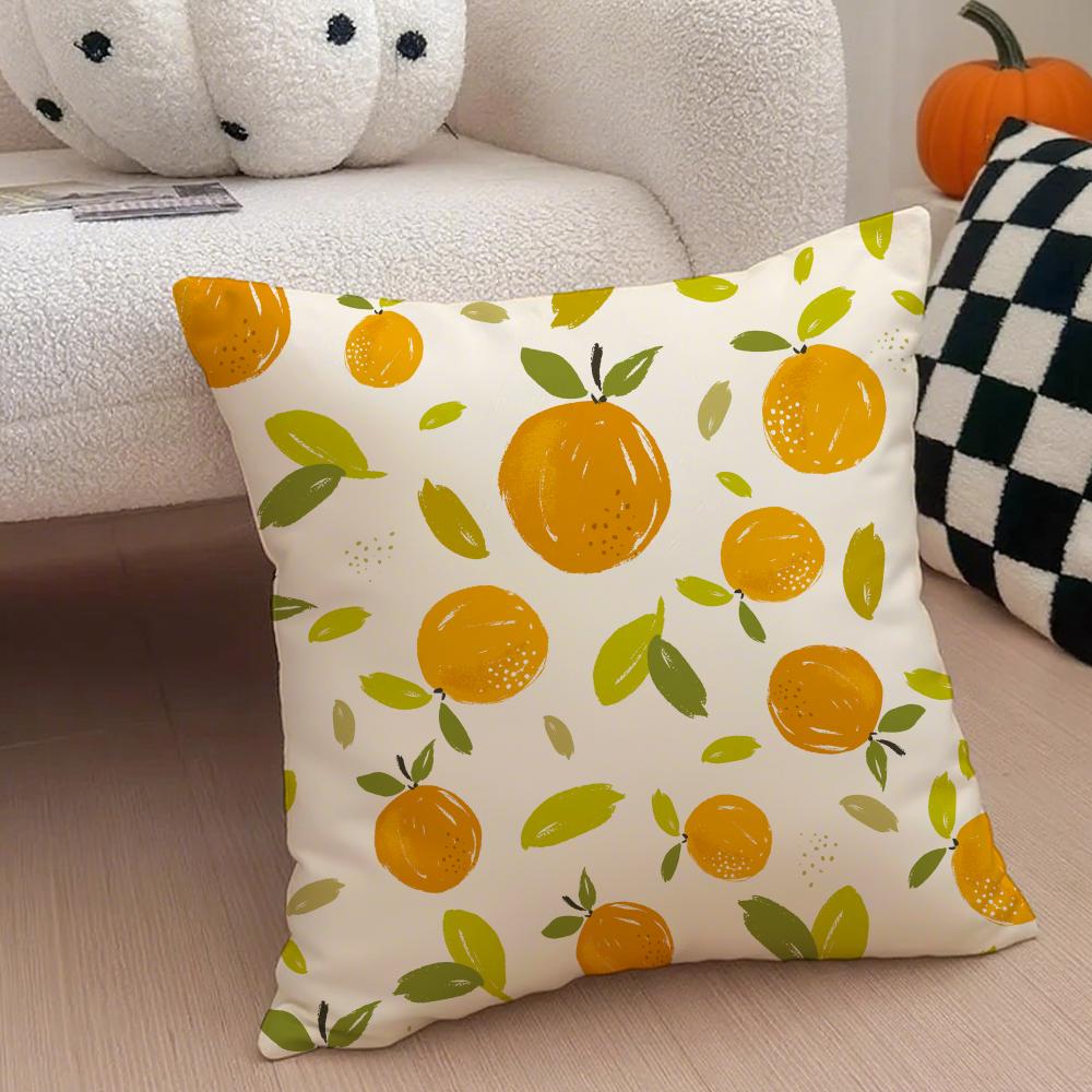 Fresh Vibrant Textile Pattern FFruit Print Art Cushion Cover Throw Pillow Cover Hidden Button Durable Polyester Chair Cushion