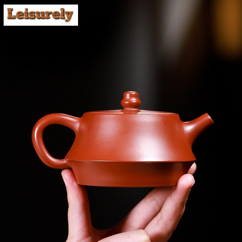 200ml Retro Yixing Purple Clay Teapots Handmade Plinth Pot Raw Ore Dahongpao Mud Tea Maker Kettle With Filter Zisha Tea Set Gift