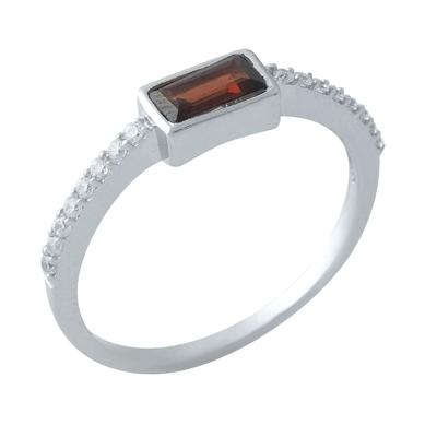 Silberring mit natürlichem Granat 0,706 ct (1972229) 1,61 gr. 925 Proben