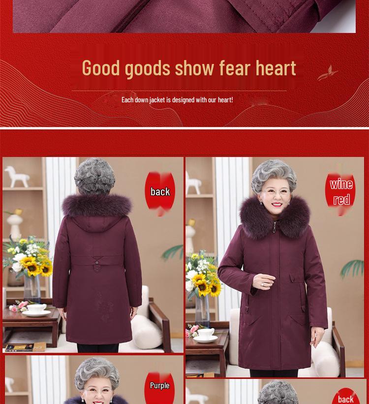New Women's Mid-Length Down Jacket with Removable Liner: Stylish, Over-the-Knee Winter Coat for Middle-Aged and Elderly