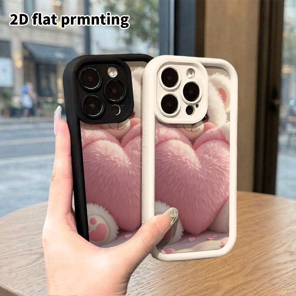 Phone Case: 2D Flat Design Suitable for iPhone 18 17 16 15 14 13 Pro Tiered Protective Case, White Bear, Christmas and Halloween Gift