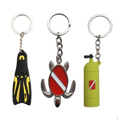 3x Novelty Key Chain Sea Turtle Diving Tank Keychain