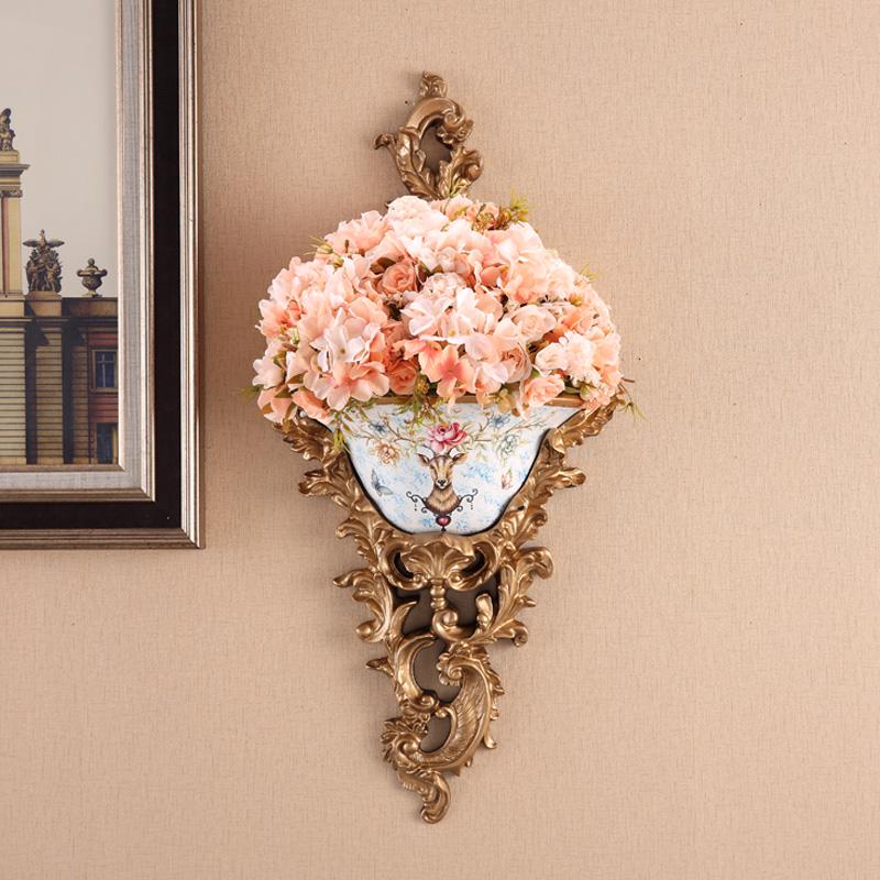 European Wall-Mounted Vase: Creative Resin Ornament for Retro Home Decor