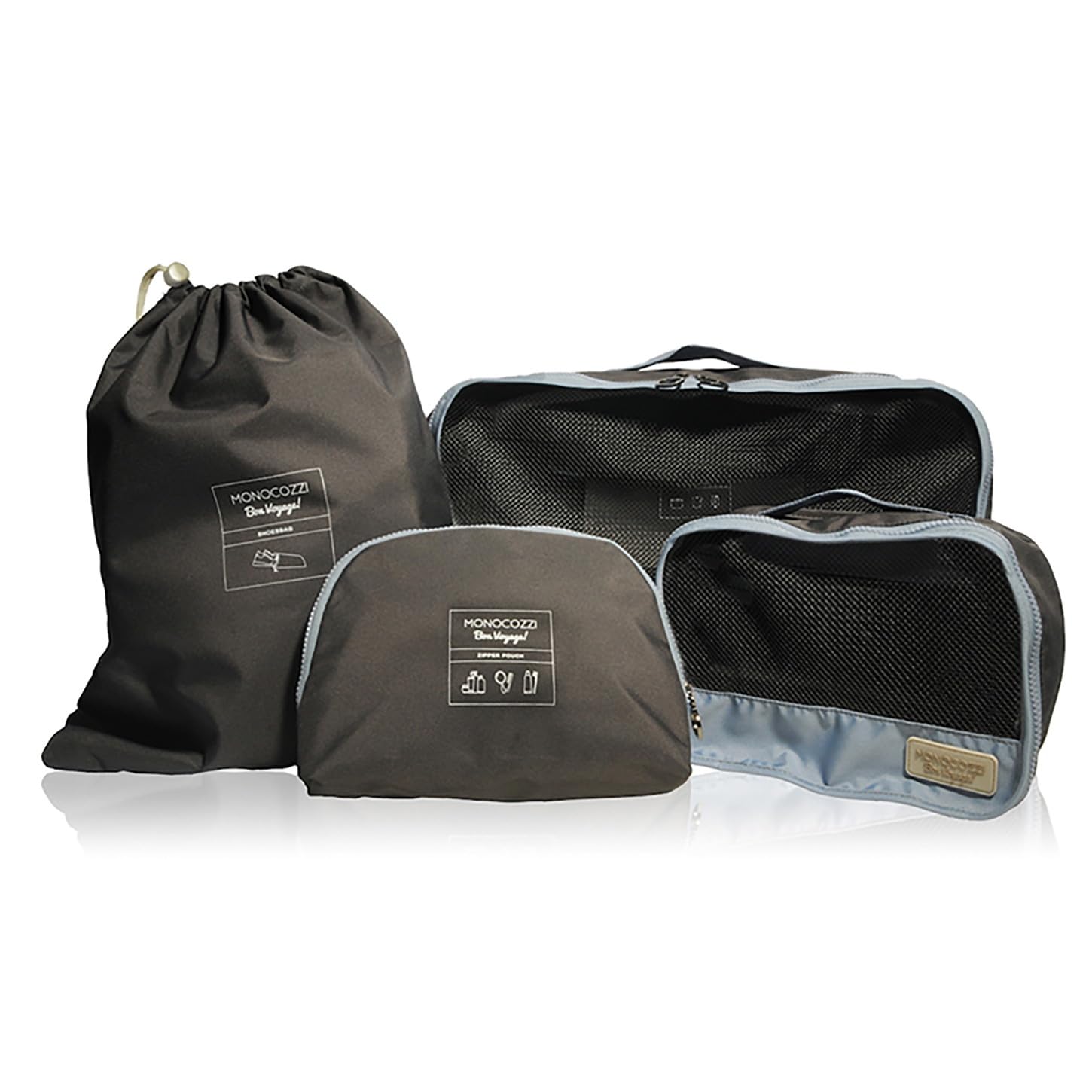 

Travel travel convenience set of makeup laundry shoe travel Bon Voyage 4in1 TRAVEL BAGS charcoal [MONOCOZZI] pouch, items, pouch, 4, pouch, bag,