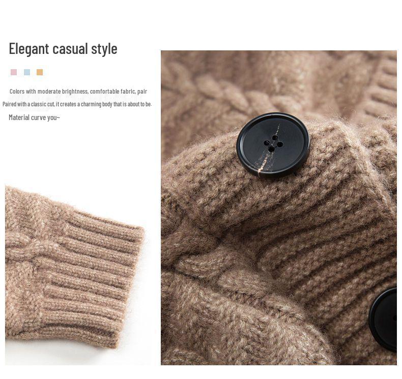 Women's Thick Knit Mid-Length Cardigan - 2025 Autumn/Winter Fashionable Loose Sweater Coat