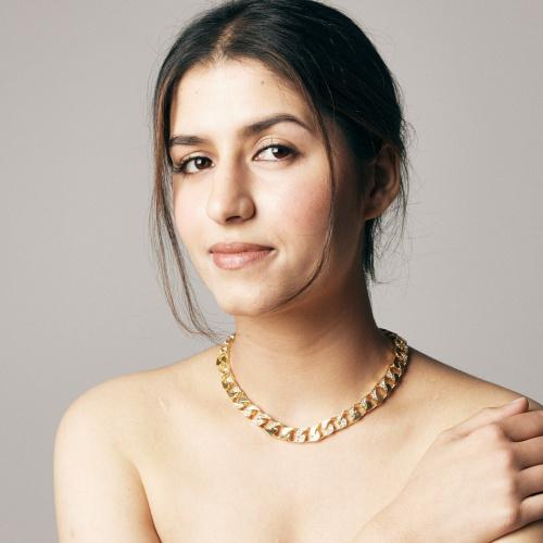 

Estele Gold Plated Attractive Cuban Necklace with Crystals for Men & Women