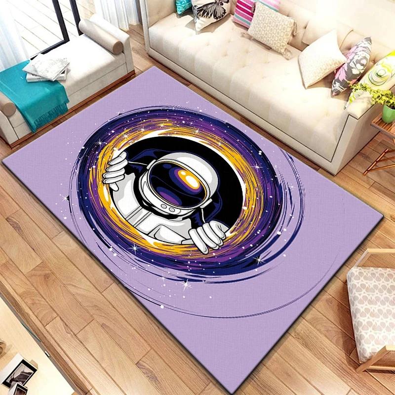 Astronaut Teppich Kinder Krabbelmatte Fußmatte Wohnzimmer Bereichsteppich Spielbereich Badezimmer Bodenmatte Bereichsteppich Yoga Wohnzimmer
