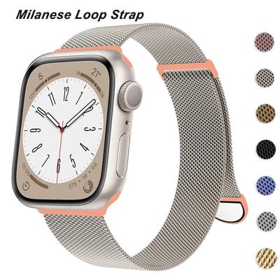 Metalowy Pasek Milanese Loop Do Apple Watch Ultra Pasek 49mm 42mm 44 45 41mm Stalowa Siatka Magnetyczny Do iWatch Seria 9/8/7/6/5/4/3/SE