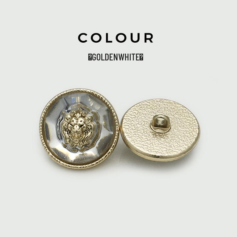 Luxury Lion Head Transparent Resin Metal Buttons for Men's & Women's Coats and Tops
