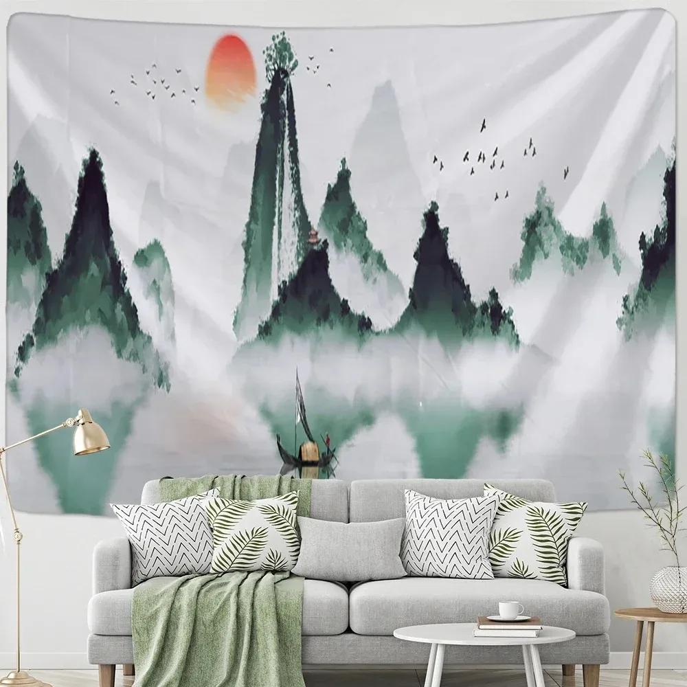 Chinese Style Ink Painting Wall Decoration Tapestry Home Living Room Tapestry