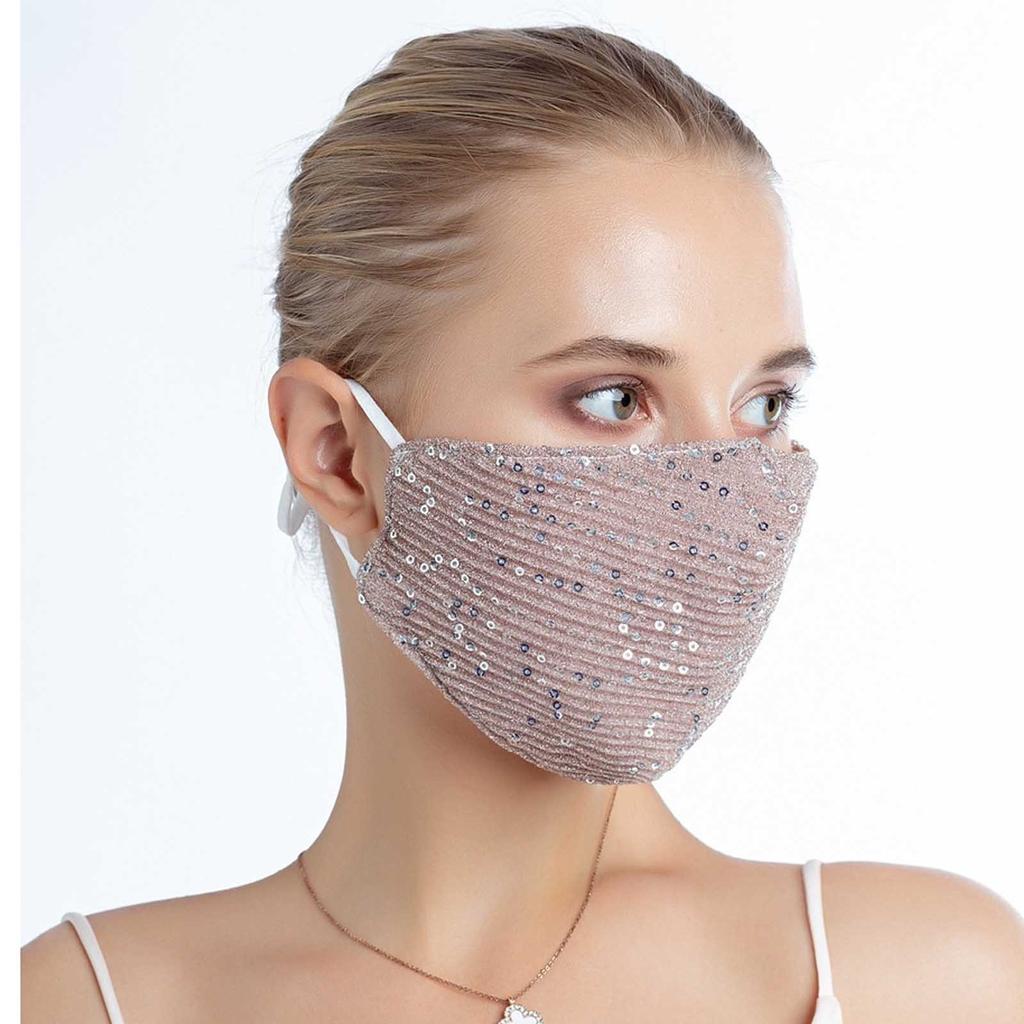 1 PC Washable Sequins Breathable Reusable Shiny With filter Pocket Face Mask