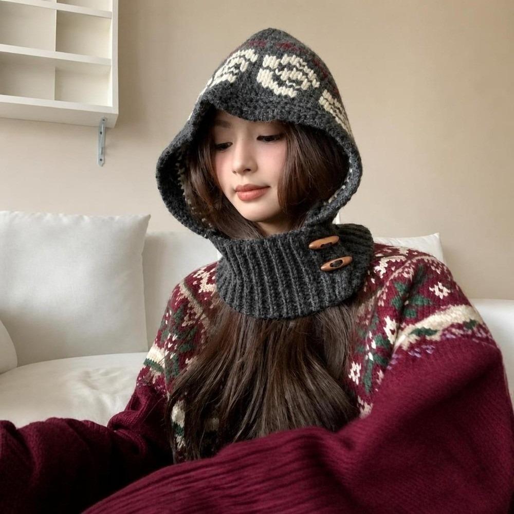Ear Protection Knit Balaclava Warm Hooded Beanie New Korean Balaclava Hat Women Girl