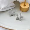 Light Luxury Full Diamond Five-Pointed Star Hollow Earrings, High-End Sense Exquisite Simple Rhinestone Earrings Micro-Inlaid Stud Earrings Women